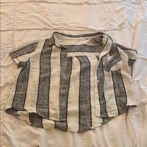 Black & White Striped Linen Shirt Size:S